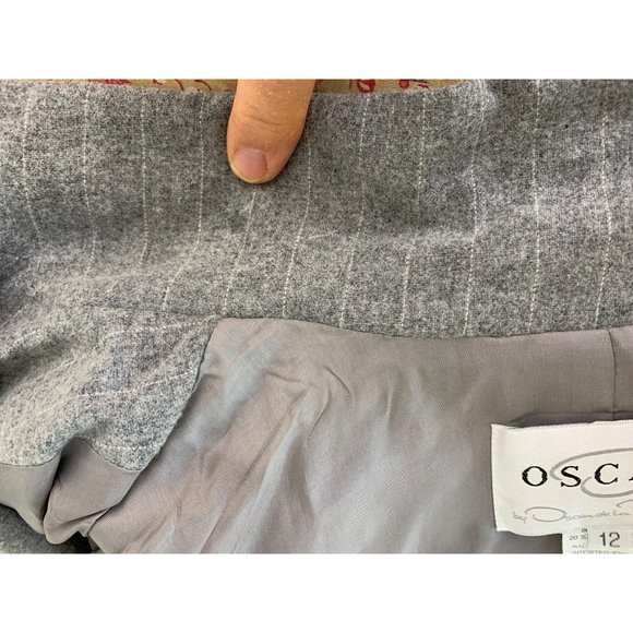 70s VTG Sz 12 Oscar De La Renta Pant Suit Wool Flannel Chalkstripe Wide Leg 6722 - Picture 14 of 14